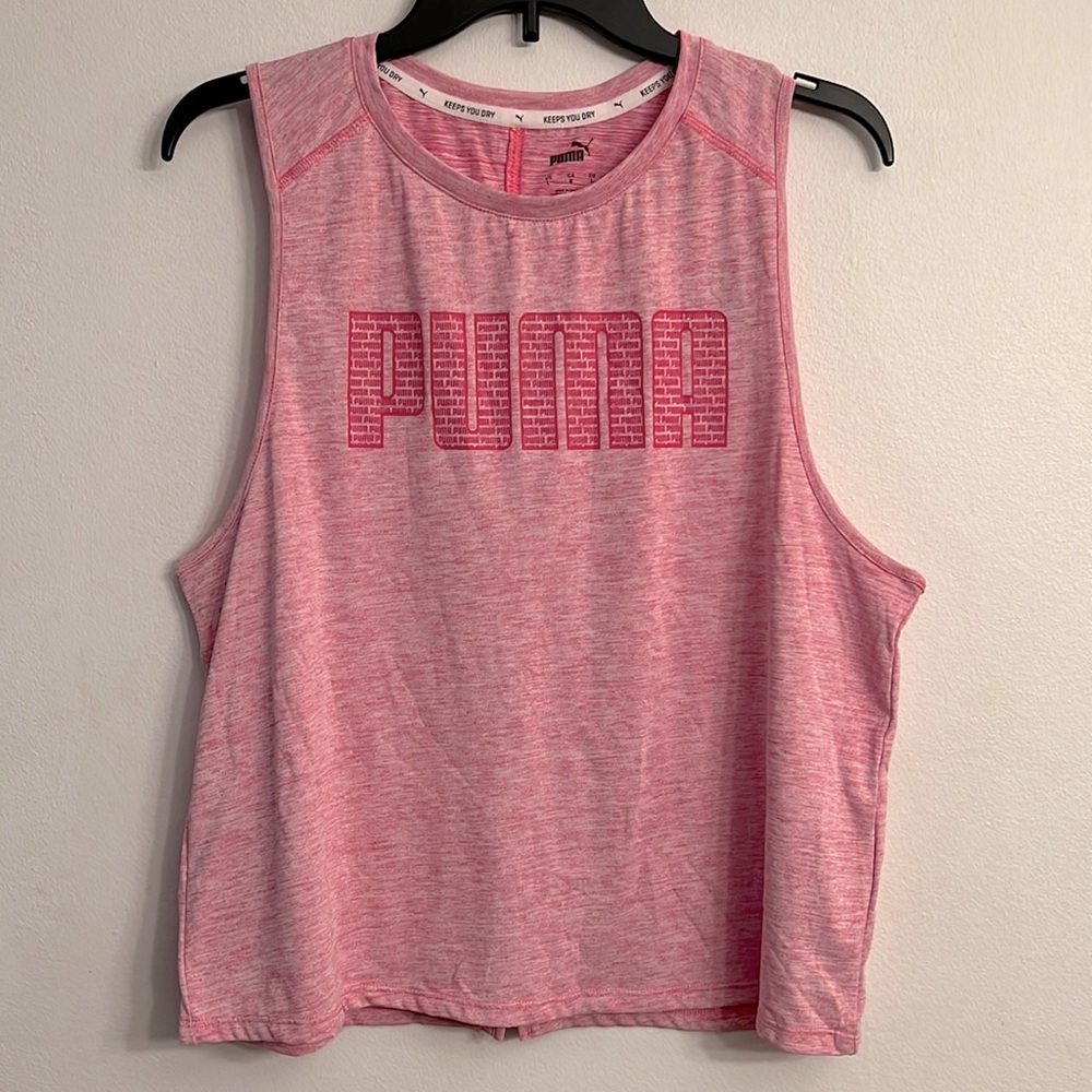Puma Heathered Pink Muscle Tank Top Keeps you Dry Workout Gym Shirt Large NWT